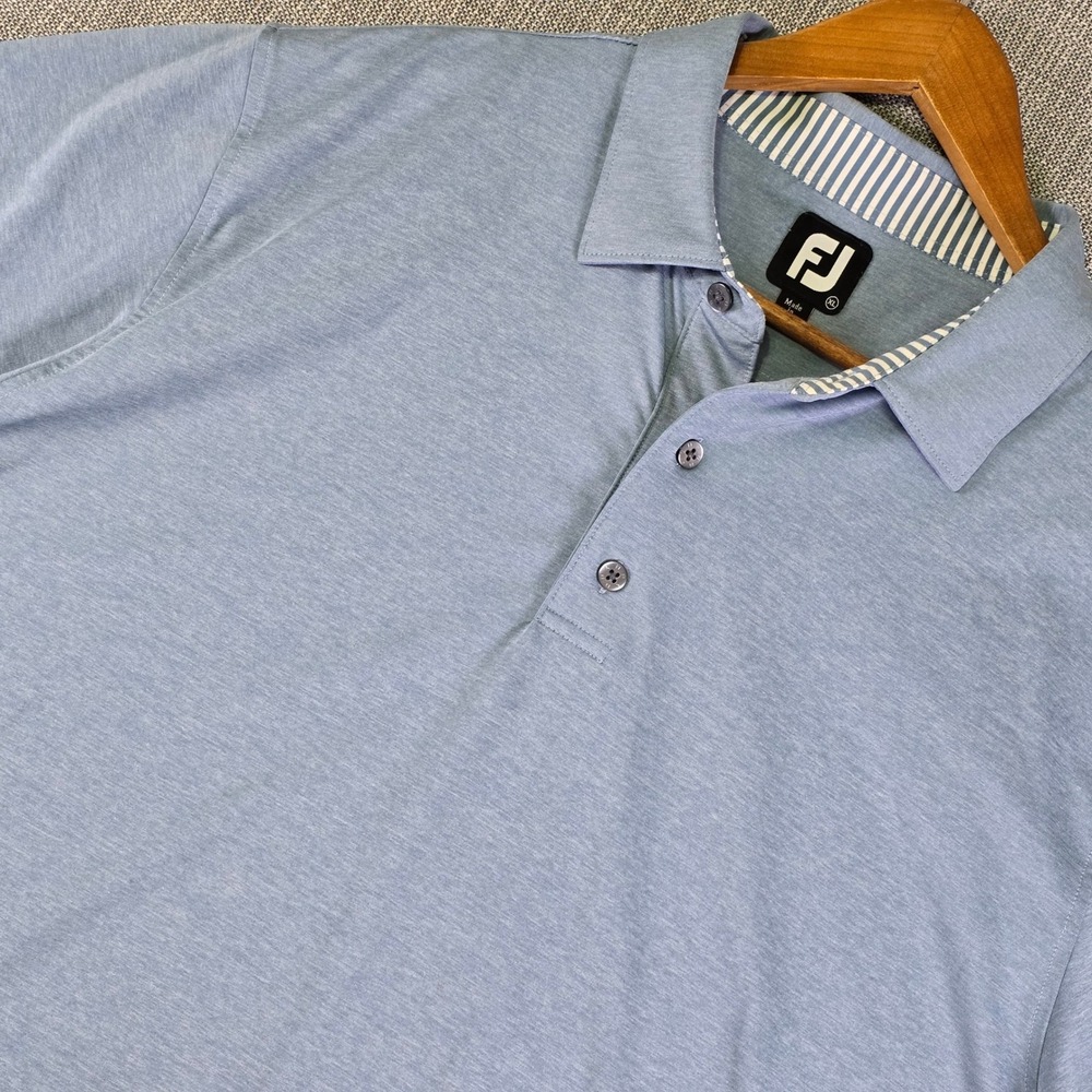 Footjoy Polo Golf Shirt Mens XL Heather Blue Performance Tech Company Logo